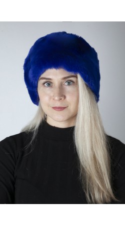 Cappello pelliccia in rex blu